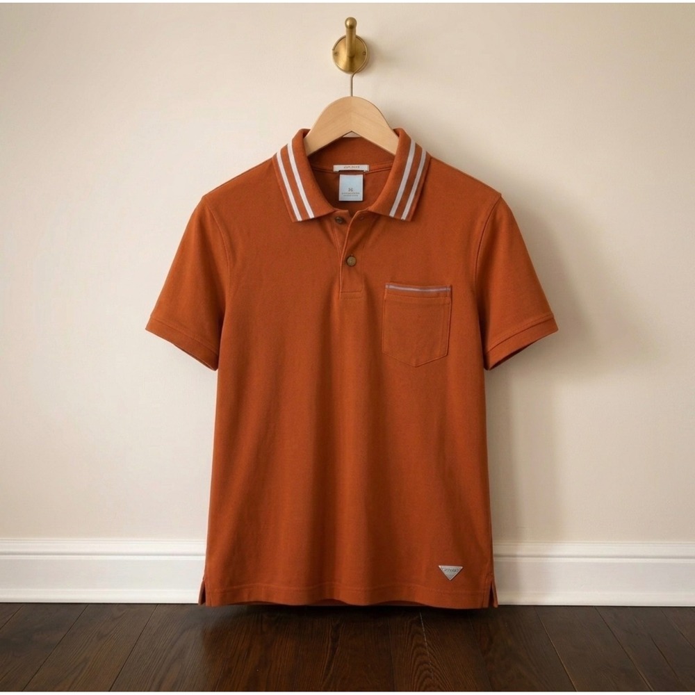 Scotch & Soda Off Piste Mens Burnt Orange Cotton Pique Polo Shirt Size M 145551